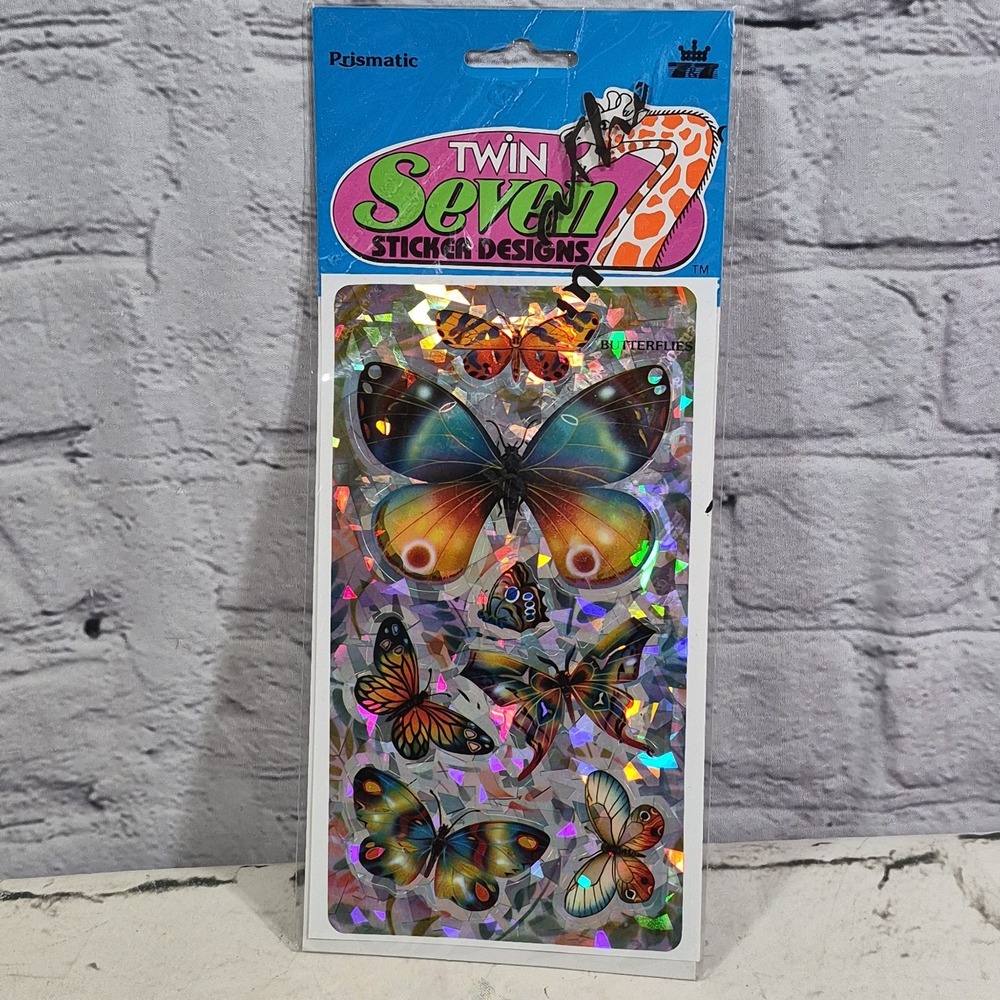 VINTAGE 80's 90's Twin Seven Sticker Designs - Prismatic Butterfly New